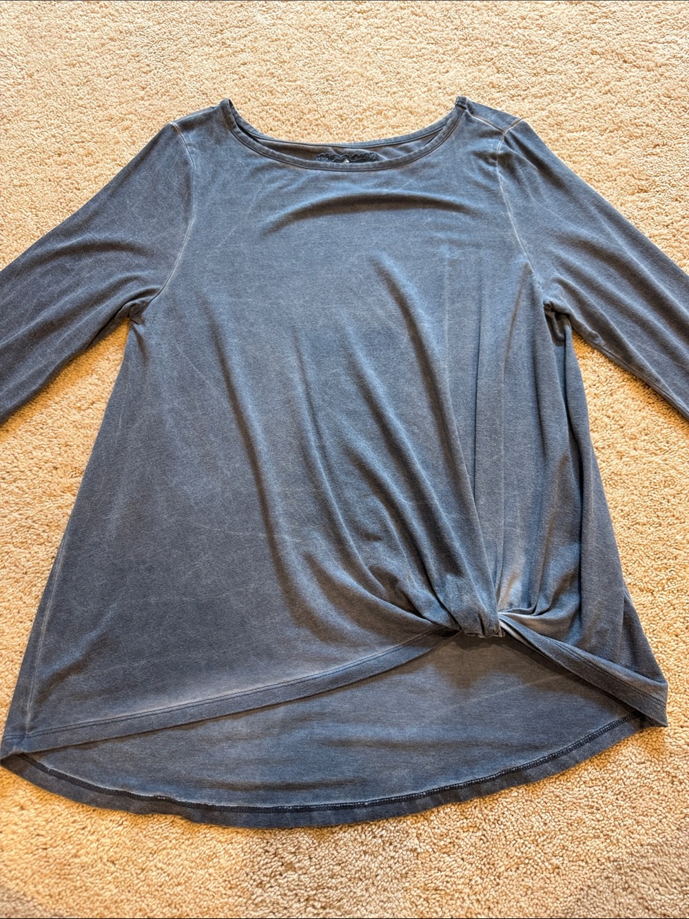 Cupio Twisted Front Long-Sleeve Top - Slate Blue